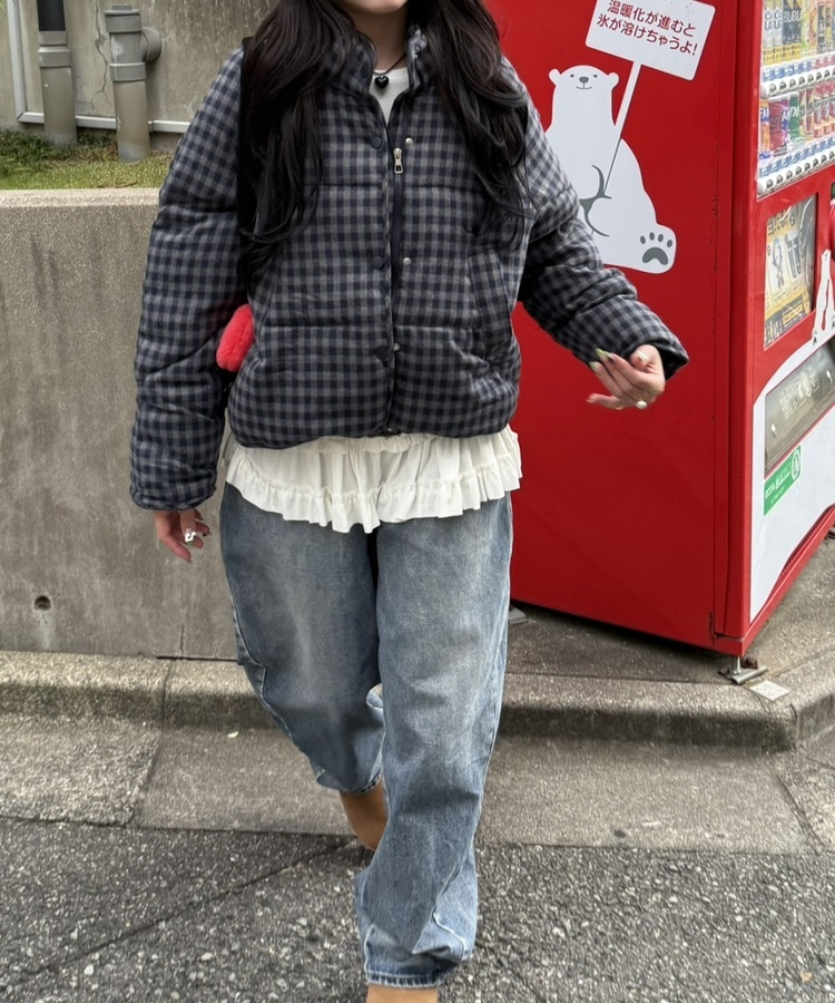 チェックダウン NAVY