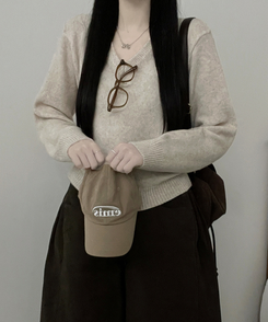 [V,라운드넥 선택]세미크롭핏라운드브이넥긴팔니트(10color) 오트밀