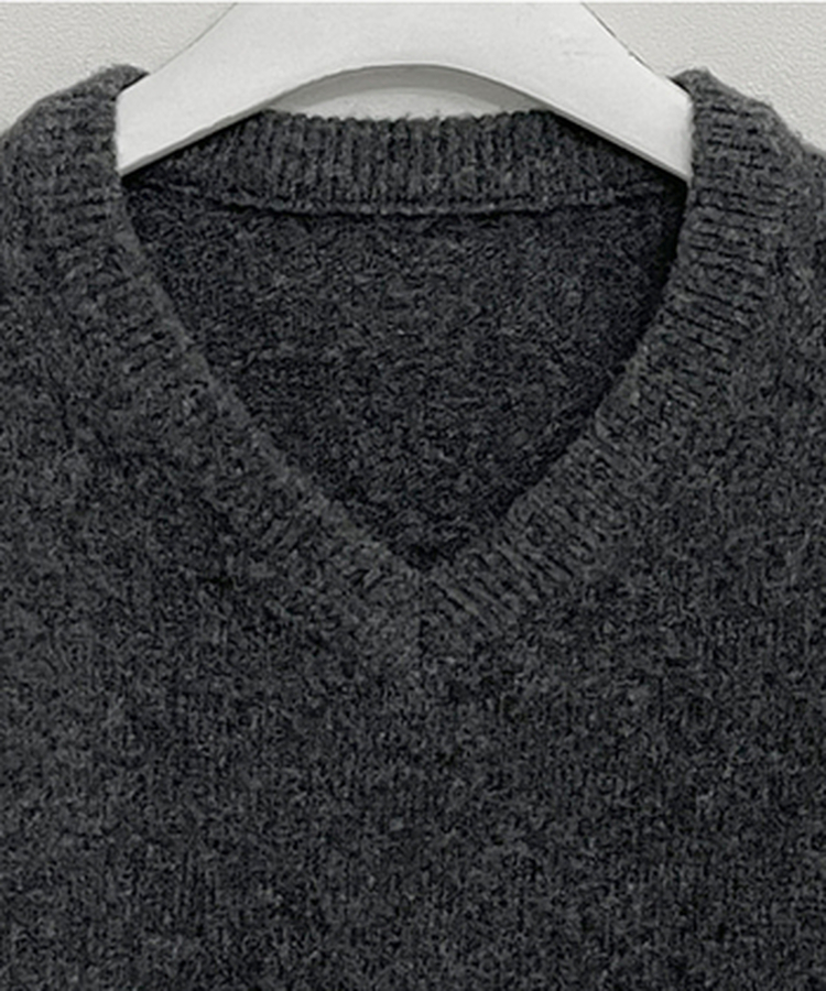 [V,라운드넥 선택]세미크롭핏라운드브이넥긴팔니트(10color)