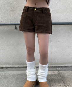 コーデュロイカジュアルホットパンツ BROWN