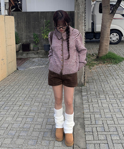 コーデュロイカジュアルホットパンツ BROWN