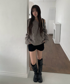 コーデュロイカジュアルホットパンツ BLACK