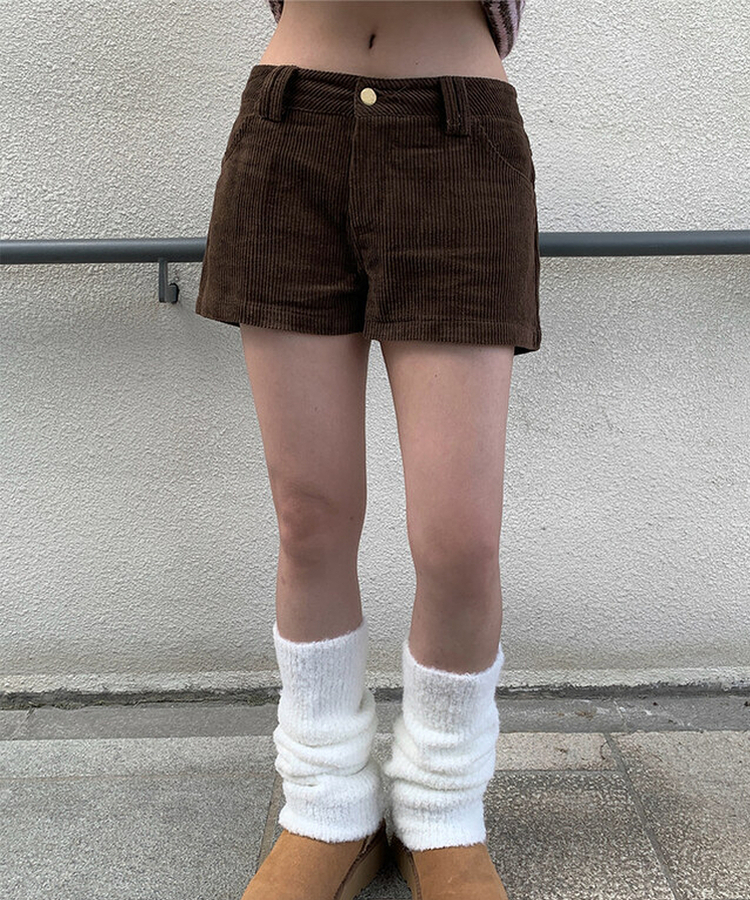 コーデュロイカジュアルホットパンツ BROWN