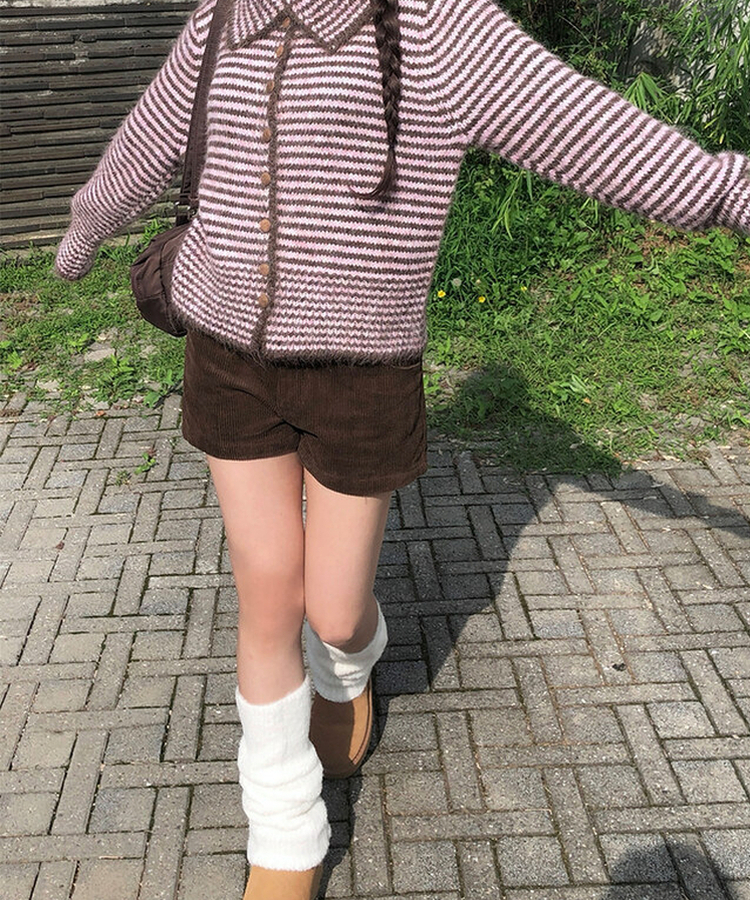 コーデュロイカジュアルホットパンツ BROWN