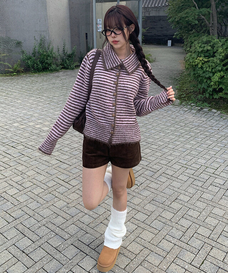 コーデュロイカジュアルホットパンツ BROWN