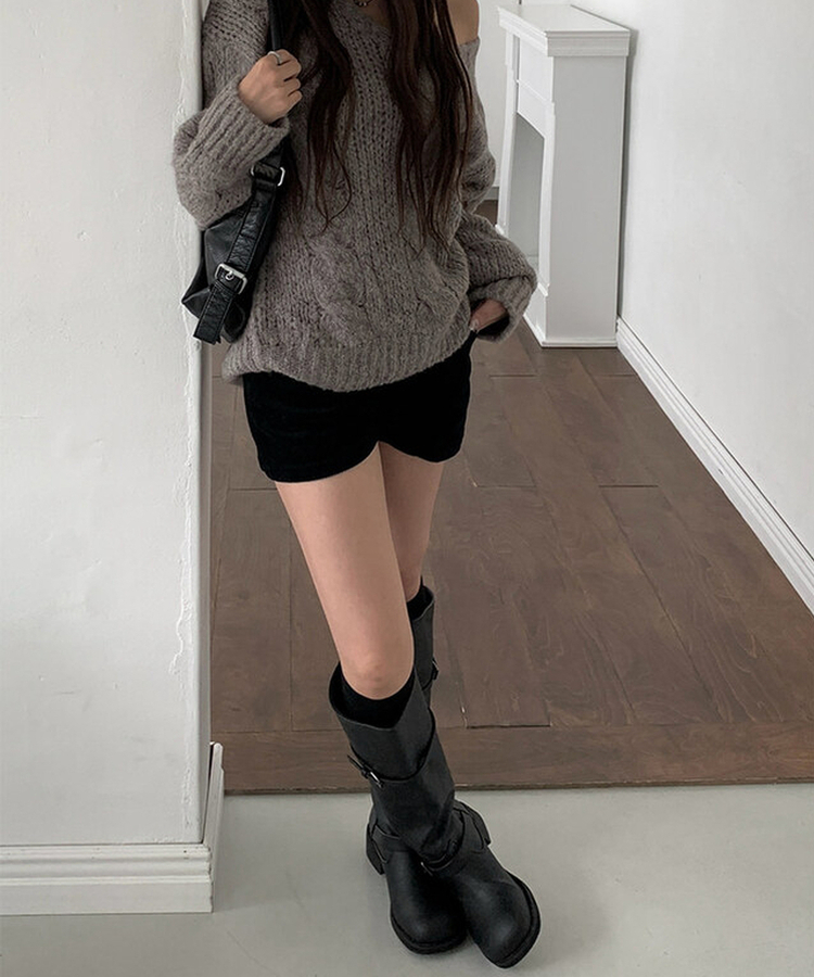 コーデュロイカジュアルホットパンツ BLACK