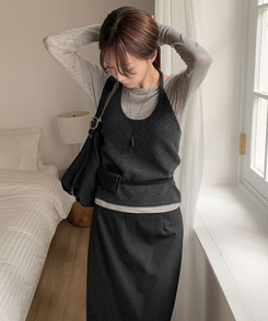 ホルターネックレイヤードキャミソールニット(5color)｜ニット｜韓国