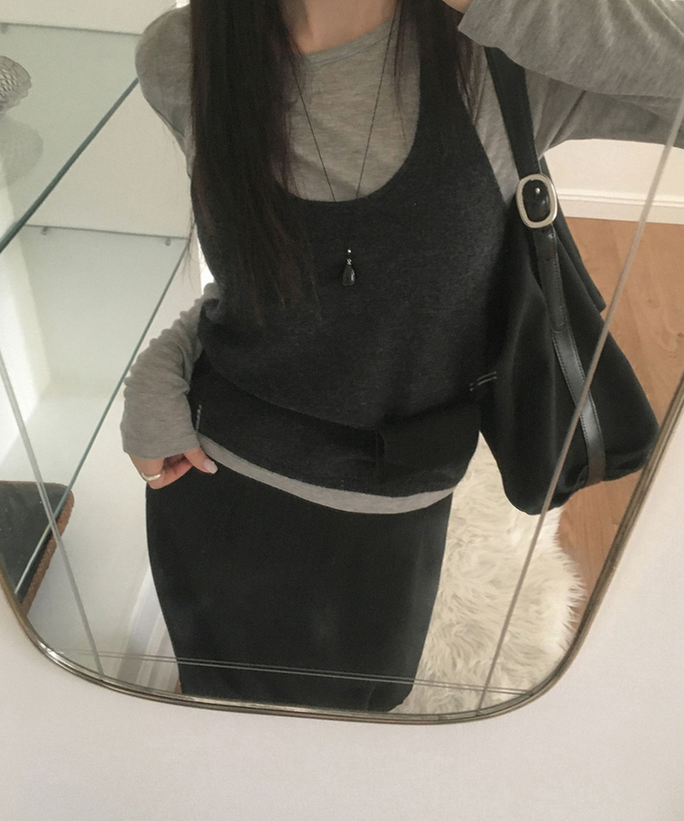 ホルターネックレイヤードキャミソールニット(5color)｜ニット｜韓国