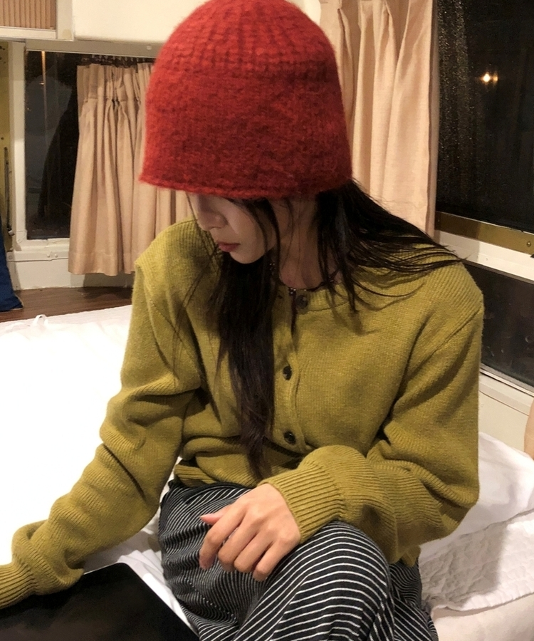 ラウンドネックカーディガン OLIVE