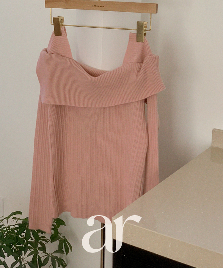 nt5191 (여리한쇄골라인/여성스러움UP) 오브텐 슬림 골지 언발 오프숄더 니트