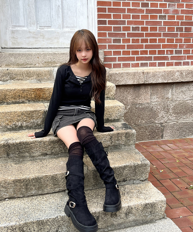 ストライプレイヤード長袖Tシャツ｜長袖Tシャツ｜韓国ファッション通販