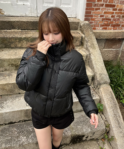 밴딩 숏 패딩 블랙