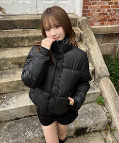 밴딩 숏 패딩 블랙