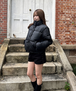 밴딩 숏 패딩 블랙