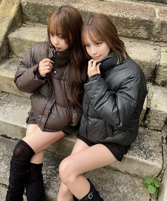 밴딩 숏 패딩 모카