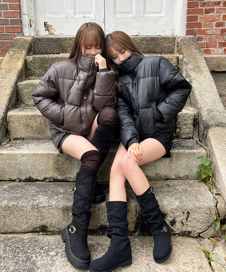 밴딩 숏 패딩 블랙