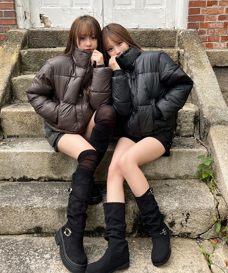 밴딩 숏 패딩 블랙