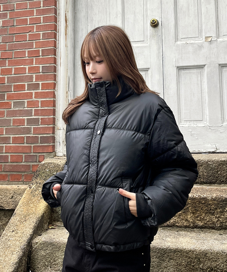 밴딩 숏 패딩 블랙