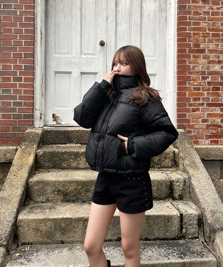 밴딩 숏 패딩 블랙