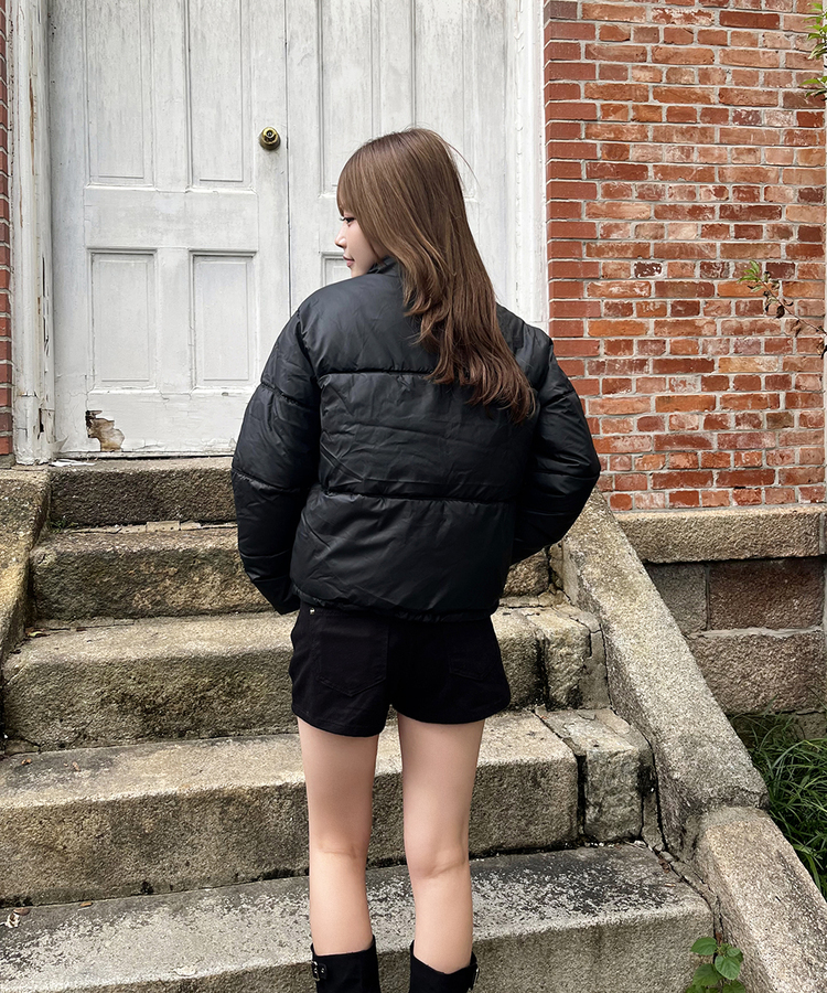 밴딩 숏 패딩 블랙