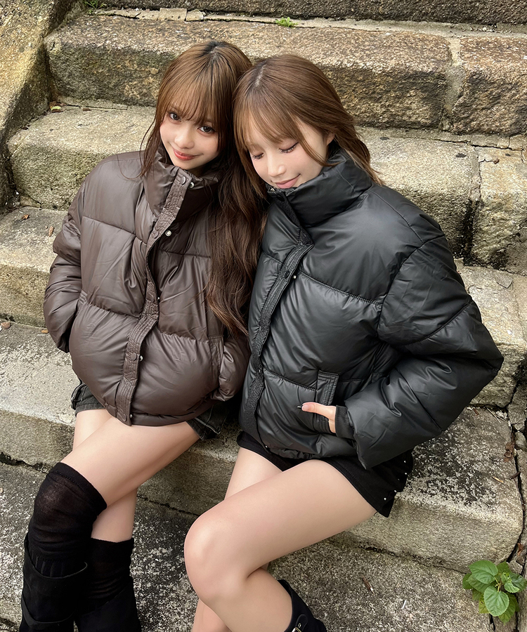 밴딩 숏 패딩 모카