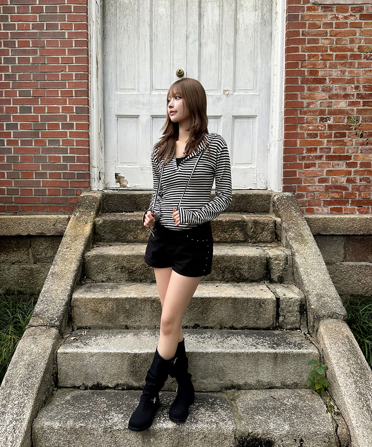 スタッズショートパンツ BLACK