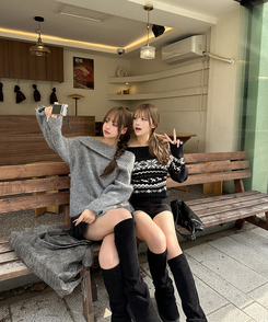 ノルディックオフショルダーニット BLACK