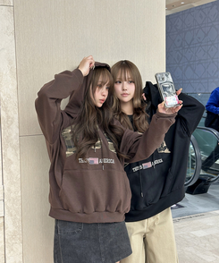 USAデザインパーカー BLACK