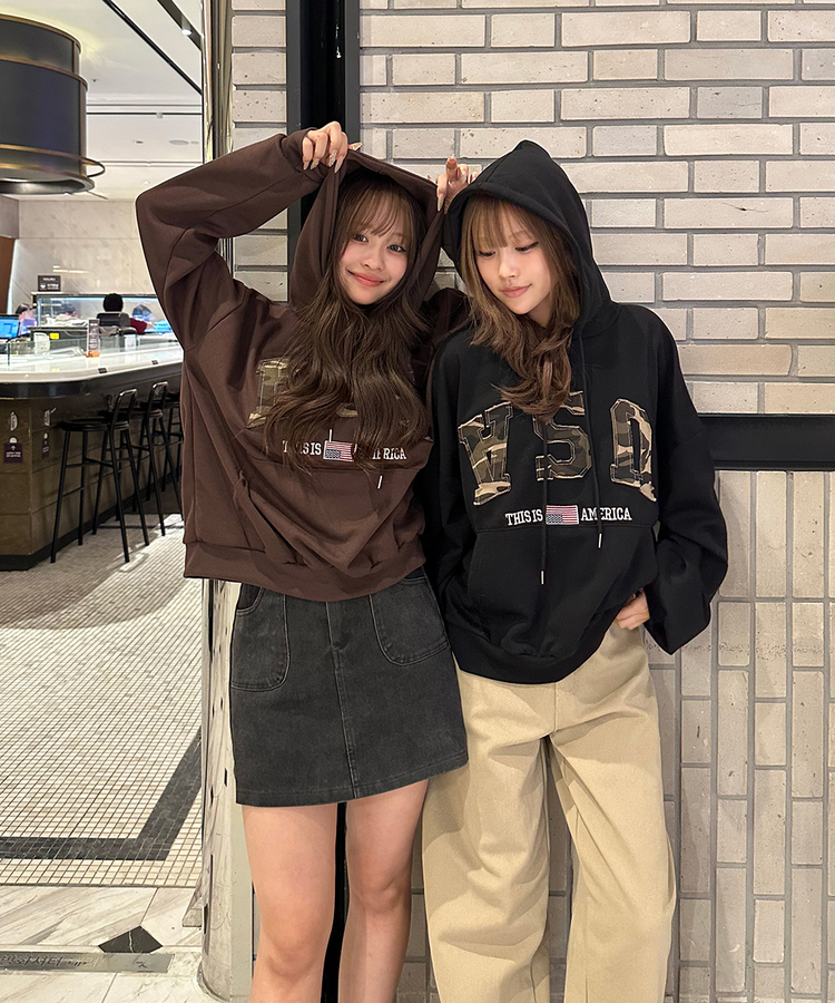 USAデザインパーカー BLACK