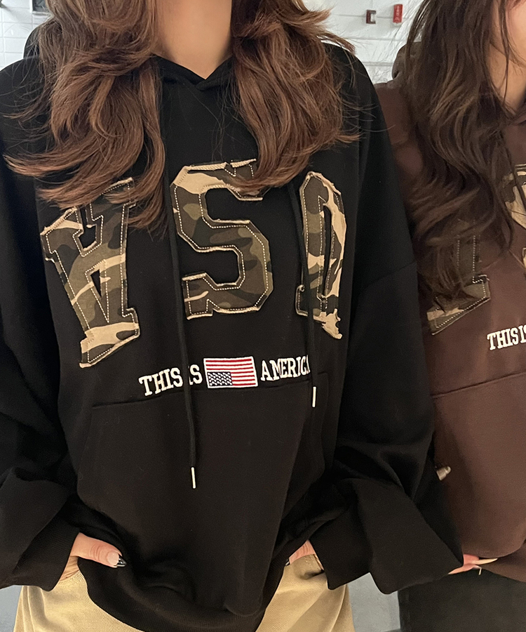 USAデザインパーカー BLACK