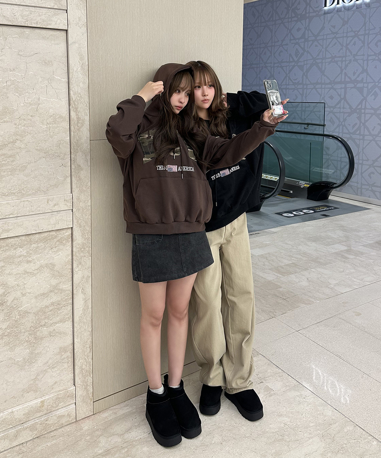 USAデザインパーカー BLACK