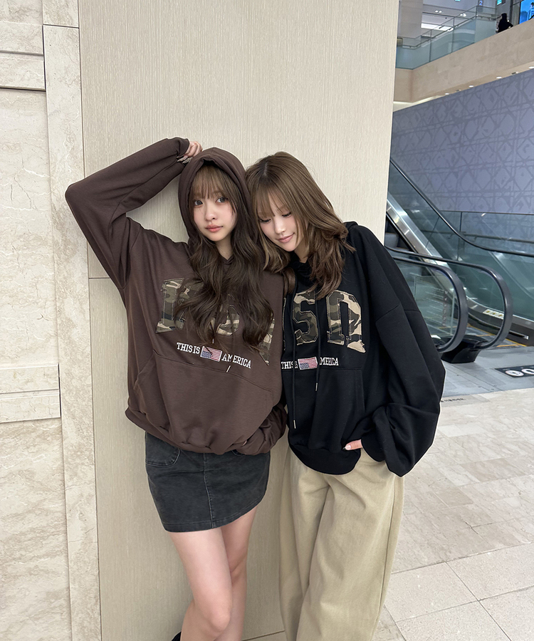 카모 USA 후드 블랙