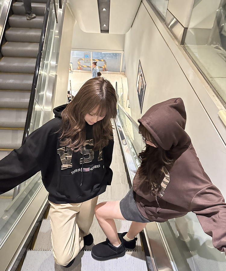 카모 USA 후드 브라운