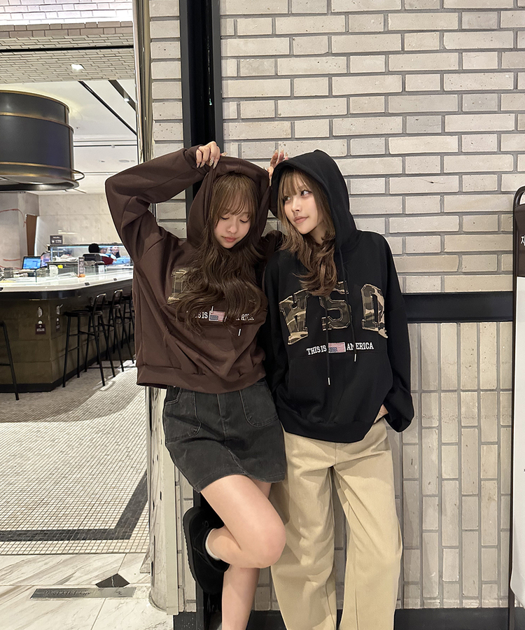 카모 USA 후드 브라운