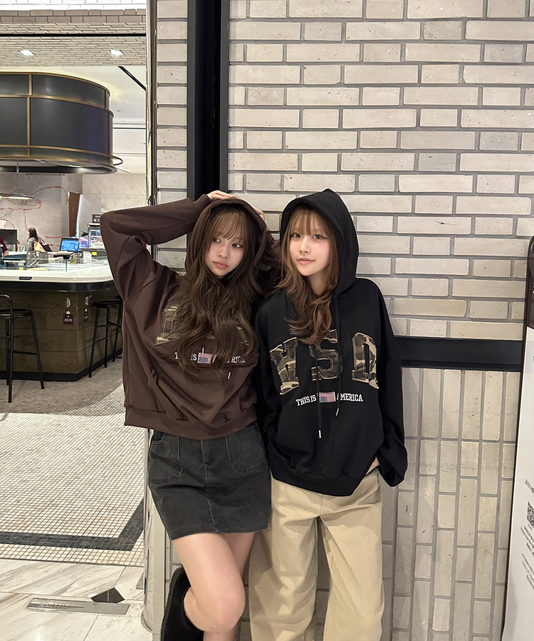 카모 USA 후드 브라운