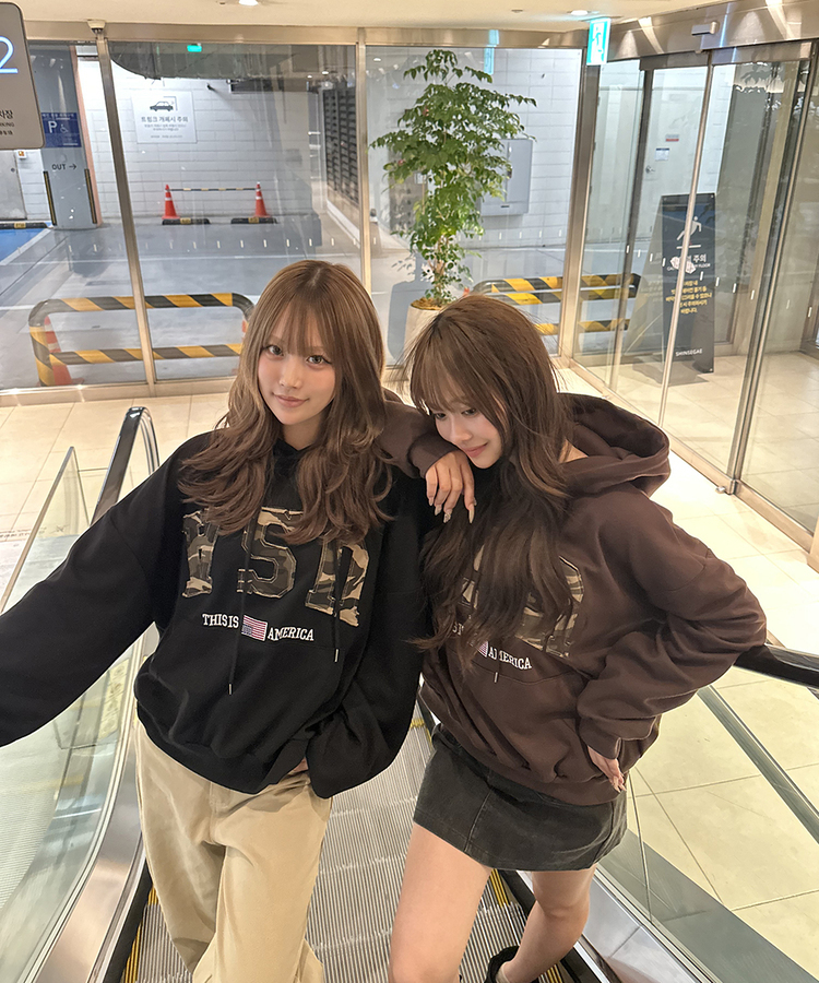 카모 USA 후드 브라운