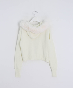 フェイクファーニットジップアップ