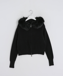 フェイクファーニットジップアップ