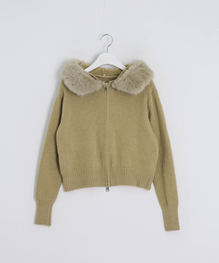 フェイクファーニットジップアップ