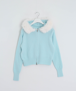 フェイクファーニットジップアップ