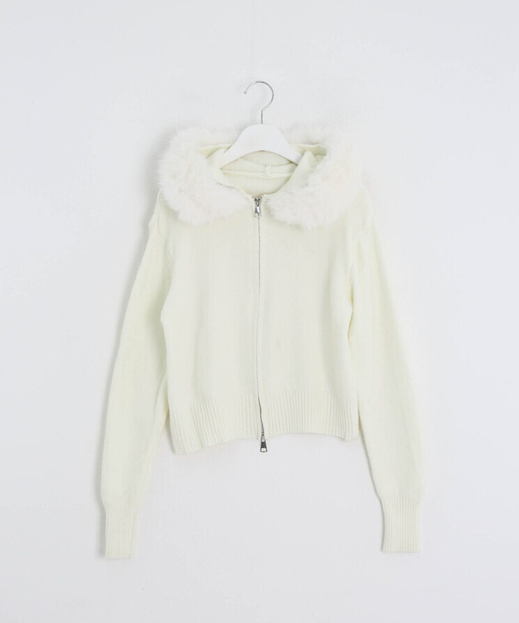 フェイクファーニットジップアップ