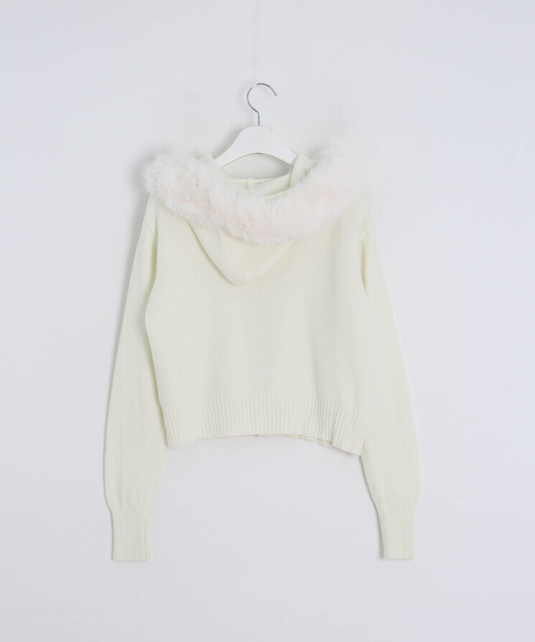 フェイクファーニットジップアップ