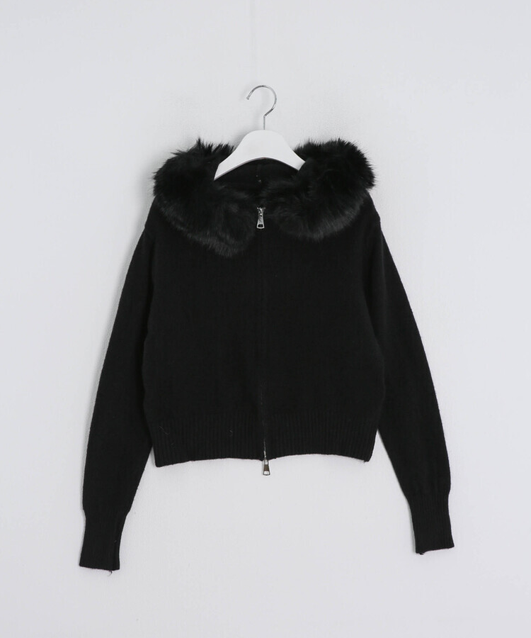 フェイクファーニットジップアップ