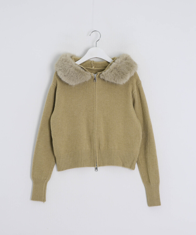 フェイクファーニットジップアップ