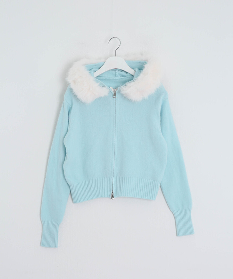 フェイクファーニットジップアップ