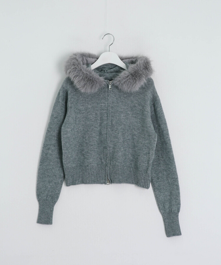 フェイクファーニットジップアップ