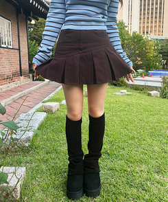 プリーツミニスカート BROWN