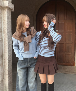 プリーツミニスカート BROWN