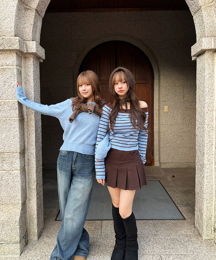 プリーツミニスカート BROWN