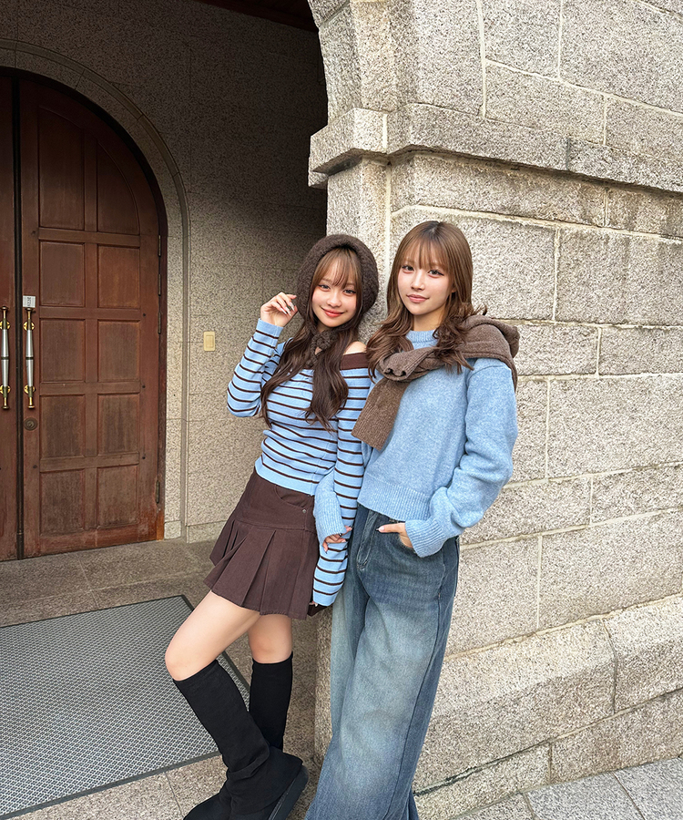 プリーツミニスカート BROWN